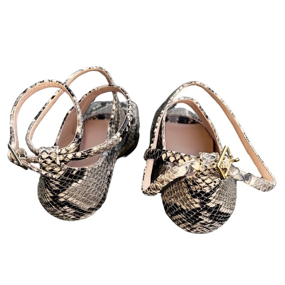 AD & DAUGHTERS Snake Print Leather Ankle Buckle Strap Peep Toe High Heel US: 7.5 - Picture 8 of 14